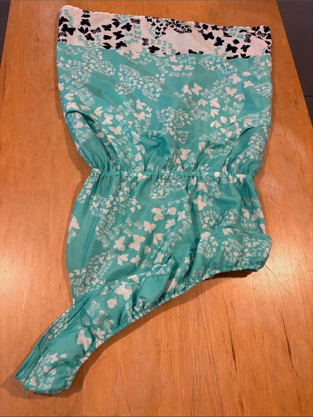 Vanity ~ One-Shoulder Teal Turquoise & White Butterfly Dress